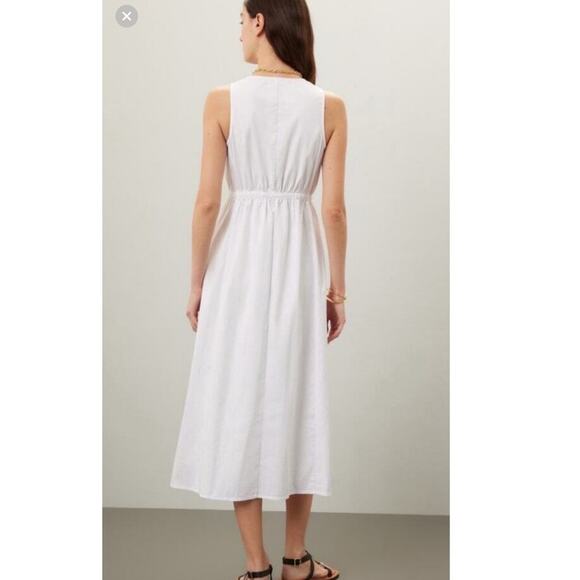 AREA STARS White Cotton Waist Cinching Sleeveless Jean A-Line Dress Size Large - Picture 2 of 14